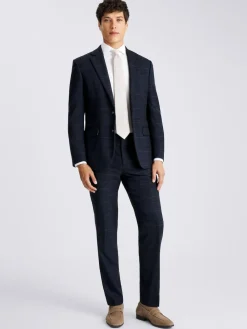 MOSS Navy Black Check Tailored Regular Fit Suit Jacket^ Blue Suits|Suits & Tuxedos
