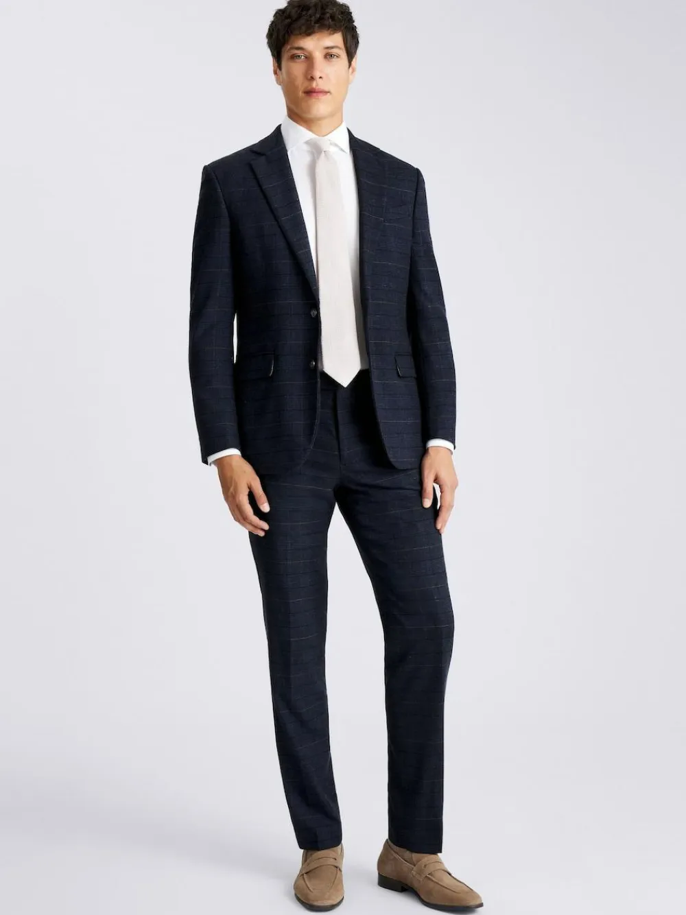 MOSS Navy Black Check Tailored Regular Fit Suit Jacket^ Blue Suits|Suits & Tuxedos