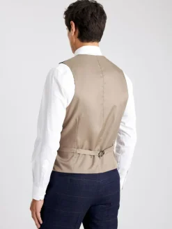 MOSS Navy Black Check Tailored Regular Fit Suit Waistcoat^ Vests