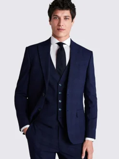 MOSS Navy Check Slim Suit Jacket^ Blue Suits