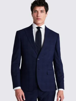 MOSS Navy Check Slim Suit Jacket^ Blue Suits