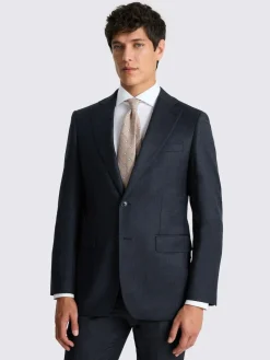 MOSS Navy Check Tailored Performance Suit Jacket^ Blue Suits