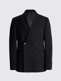 Online MOSS Navy Stripe Slim Double Breasted Suit Jacket