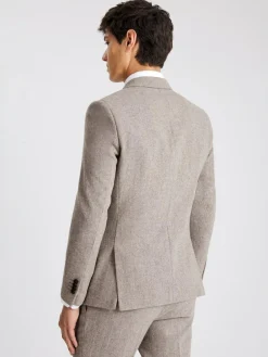 Discount MOSS Slim Donegal Tweed Suit Jacket Stone