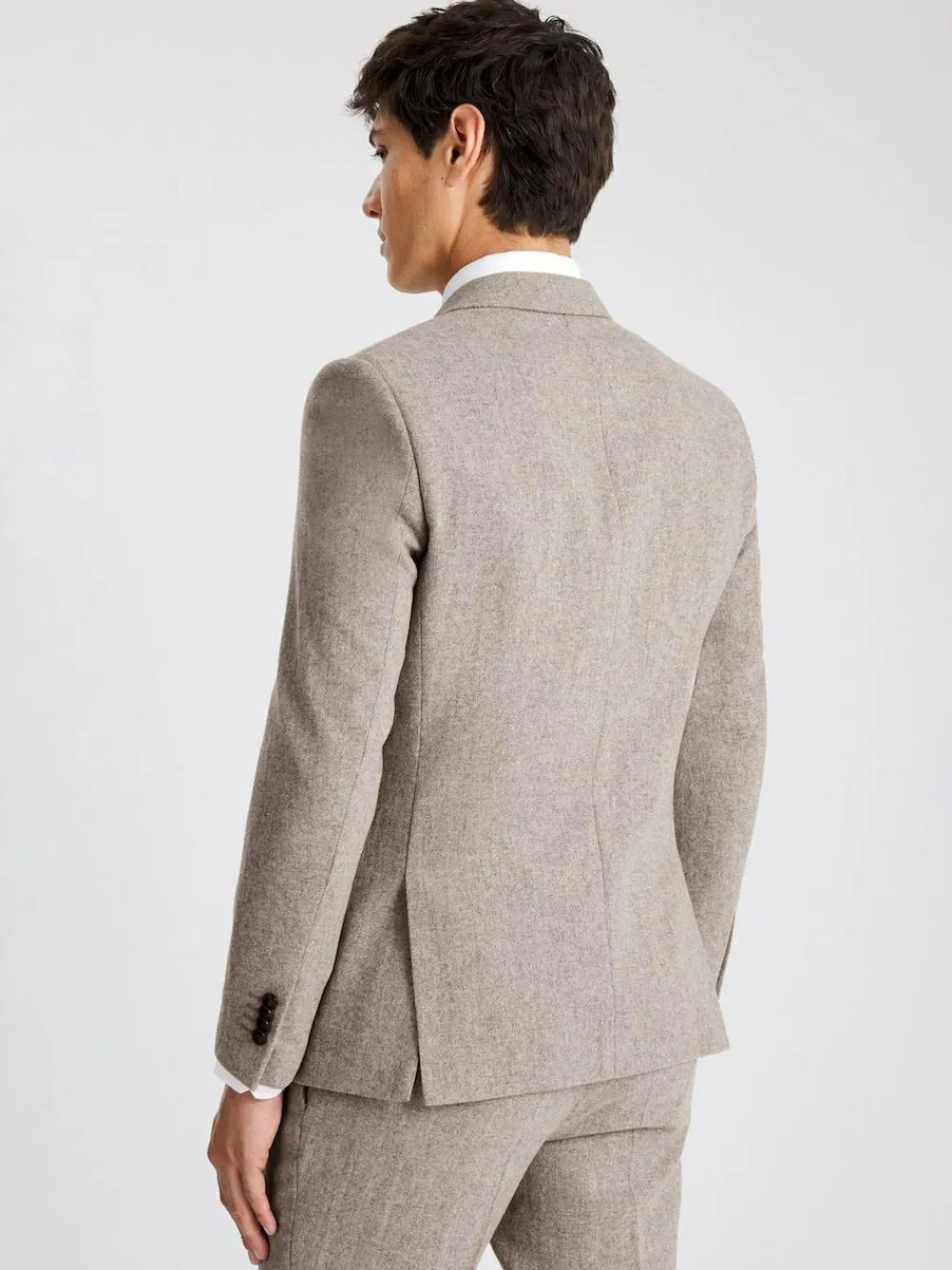 Discount MOSS Slim Donegal Tweed Suit Jacket Stone