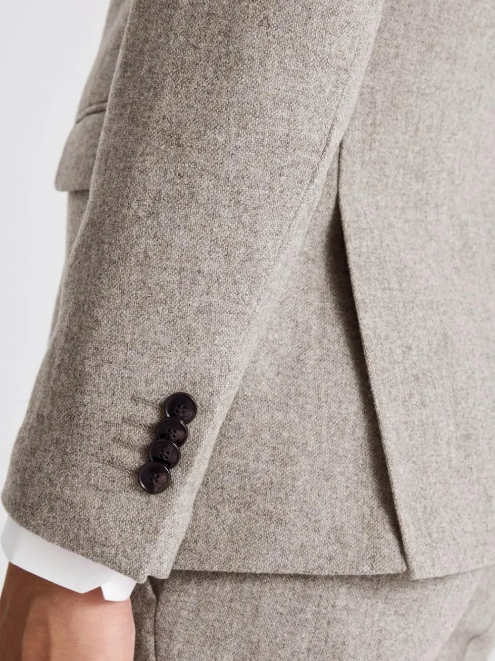 Discount MOSS Slim Donegal Tweed Suit Jacket Stone