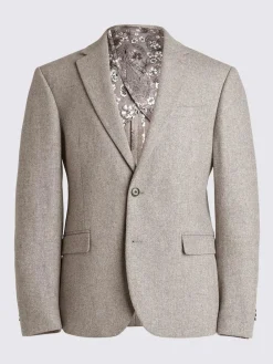 Discount MOSS Slim Donegal Tweed Suit Jacket Stone
