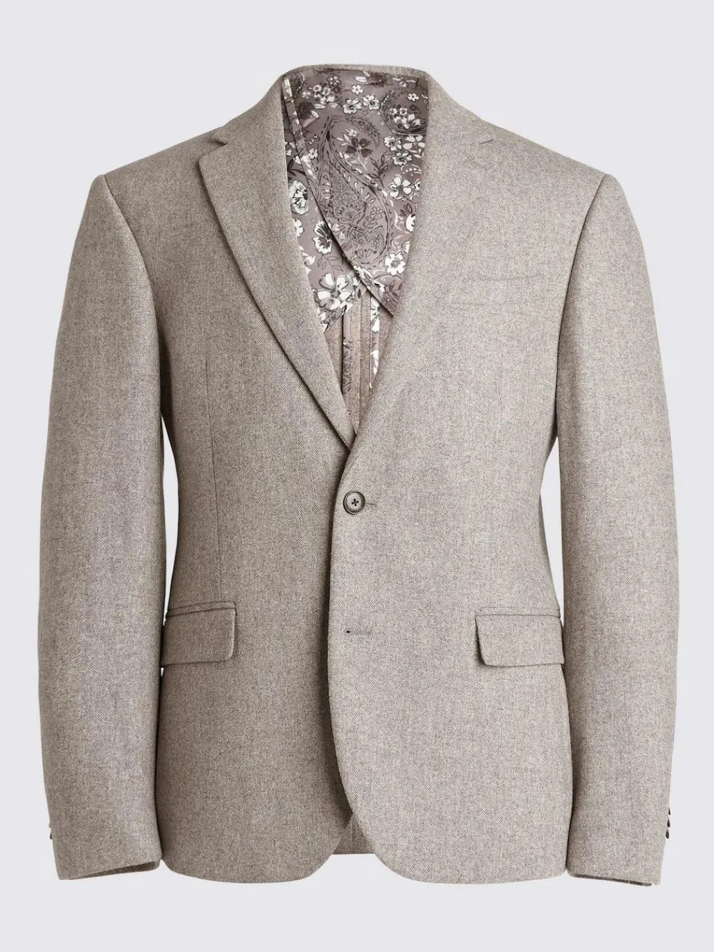 Discount MOSS Slim Donegal Tweed Suit Jacket Stone