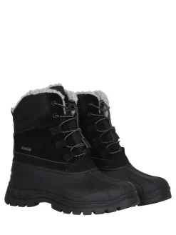 Discount Mountain Warehouse Black Sledge Waterproof Borg Line Snow Boots