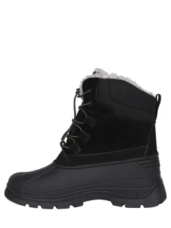 Discount Mountain Warehouse Black Sledge Waterproof Borg Line Snow Boots