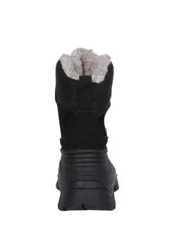 Discount Mountain Warehouse Black Sledge Waterproof Borg Line Snow Boots