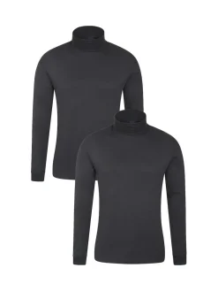 Discount Mountain Warehouse Black Mens Meribel 100% Cotton Thermal Multipack Top