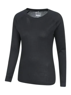 Clearance Mountain Warehouse Talus Womens Round Neck Thermal Top Black