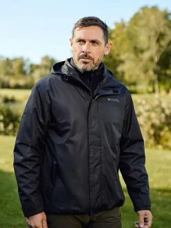 Mountain Warehouse Black Mens Fell 3-In-1 Water Resistant Jacket^ Coats & Jackets|Coats & Jackets