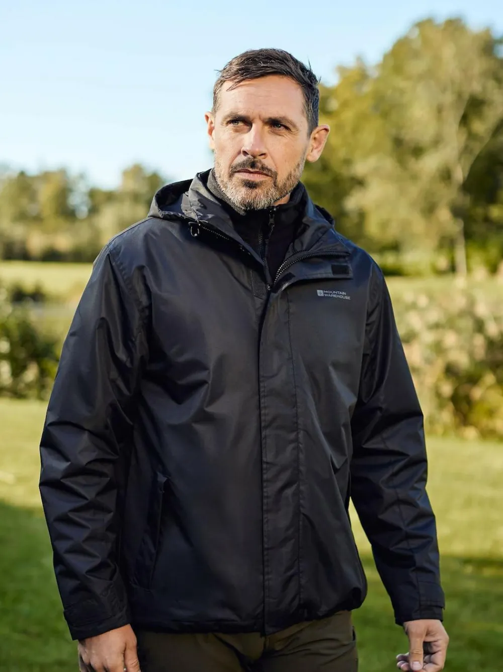 Mountain Warehouse Black Mens Fell 3-In-1 Water Resistant Jacket^ Coats & Jackets|Coats & Jackets