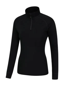 Mountain Warehouse Black Womens Merino Zip Neck Thermal Top^Women Thermals