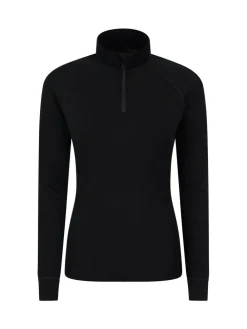 Mountain Warehouse Black Womens Merino Zip Neck Thermal Top^Women Thermals