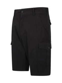 Online Mountain Warehouse Black Mens Lakeside 100% Cotton Cargo Shorts