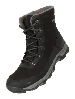 Hot Mountain Warehouse Black Fleece Lined Snow Mens Boots