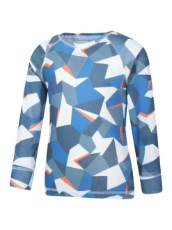 Mountain Warehouse Blue Talus Printed Baselayer-Top & Pants Set^BOY Nightwear|Thermals