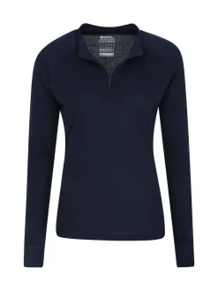 Outlet Mountain Warehouse Talus Womens Zip Neck Thermal Top Blue