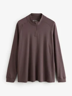 Clearance Mountain Warehouse Brown Womens Merino Zip Neck Thermal Top