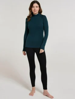 Clearance Mountain Warehouse Forest Green Womens Merino Zip Neck Thermal Top