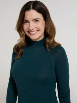 Clearance Mountain Warehouse Forest Green Womens Merino Zip Neck Thermal Top