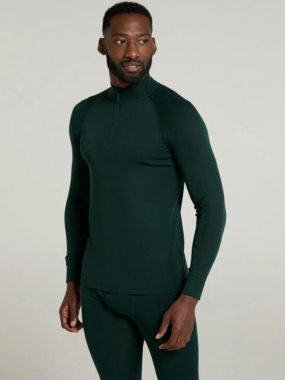 Mountain Warehouse Green Merino II Mens Zip Neck Base Layer Top^ Thermals