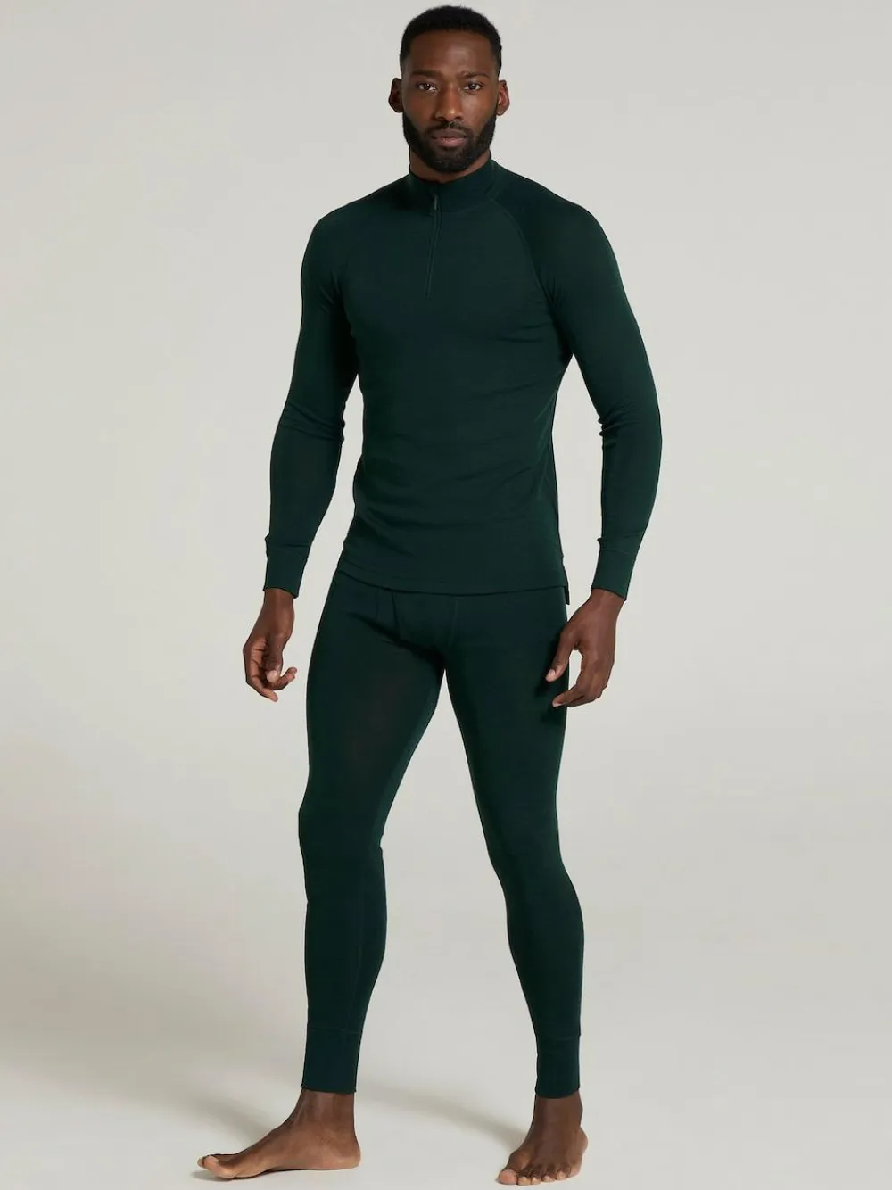 Mountain Warehouse Green Merino II Mens Zip Neck Base Layer Top^ Thermals