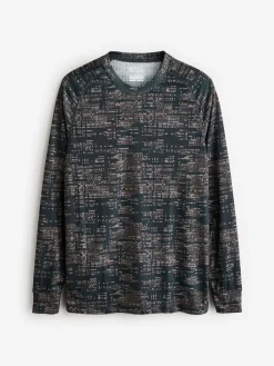 Mountain Warehouse Green/Grey Talus Mens Printed Thermal Top^ Thermals