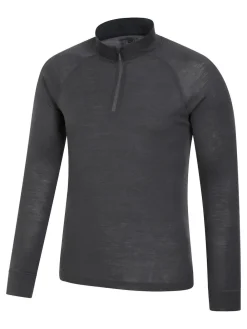 Hot Mountain Warehouse Grey Mens Merino II Long Sleeve Quarter Zip Thermal Top
