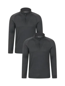 Discount Mountain Warehouse Talus Mens Base Layer Top 2-Pack Grey