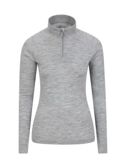 Mountain Warehouse Grey Womens Merino Zip Neck Thermal Top^Women Thermals