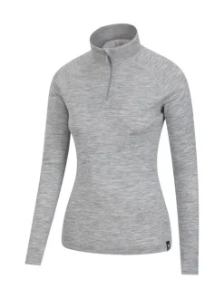 Mountain Warehouse Grey Womens Merino Zip Neck Thermal Top^Women Thermals