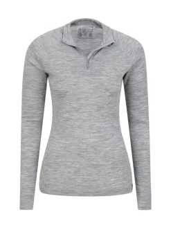 Mountain Warehouse Grey Womens Merino Zip Neck Thermal Top^Women Thermals