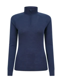 Mountain Warehouse Navy Womens Merino Zip Neck Thermal Top
