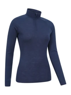 Mountain Warehouse Navy Womens Merino Zip Neck Thermal Top