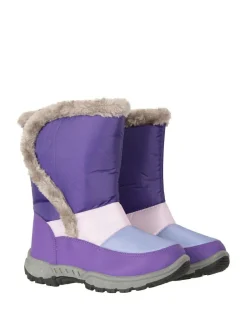 Mountain Warehouse Purple Caribou Kids Faux Fur Trim Sherpa Lined Snow Boots