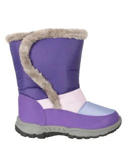 Mountain Warehouse Purple Caribou Kids Faux Fur Trim Sherpa Lined Snow Boots