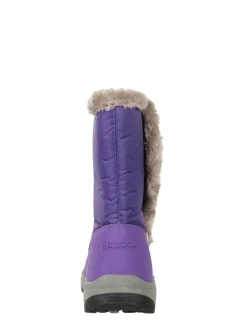 Mountain Warehouse Purple Caribou Kids Faux Fur Trim Sherpa Lined Snow Boots