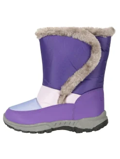 Mountain Warehouse Purple Caribou Kids Faux Fur Trim Sherpa Lined Snow Boots