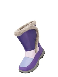 Mountain Warehouse Purple Caribou Kids Faux Fur Trim Sherpa Lined Snow Boots