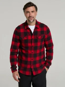 Clearance Mountain Warehouse Red Trace Mens Flannel Long Sleeve Shirt