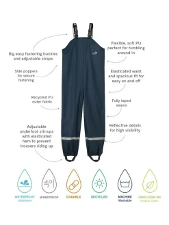 Sale Muddy Puddles Rainy Day Waterproof Dungarees Navy Blue