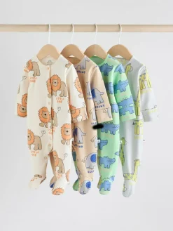 Discount Next Multi 4 Pack Animal Baby 100% Cotton Sleepsuits (0mths-2yrs)