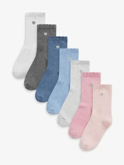 Sale Next Multi 7 Pack Cotton Rich Heart Embroidered Ankle Socks