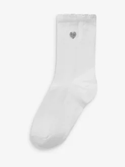 Sale Next Multi 7 Pack Cotton Rich Heart Embroidered Ankle Socks