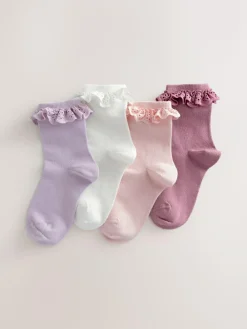 Clearance Next Multi 4 Pack Cotton Rich Ruffle Frill Ankle Socks