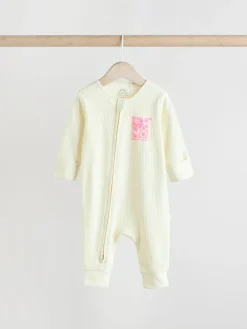 Next Multi 3 Pack Two Way Zip Baby Sleepsuits (0mths-3yrs)^ Nightwear